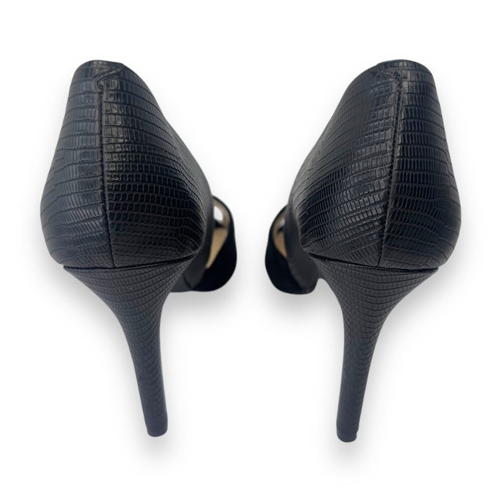 Nine West Women's D'Orsay Peep Toe Pumps Heels Size 9 Black Suede Leather - Picture 10 of 11